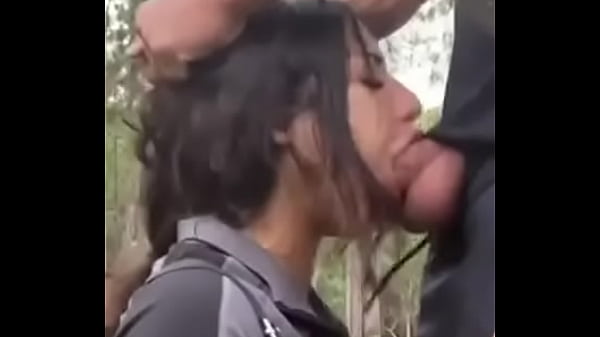 Outdoors teen mouthfuck